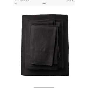 Casaluna 100% Washed Linen Breathable Black Solid Full Sized Sheet.